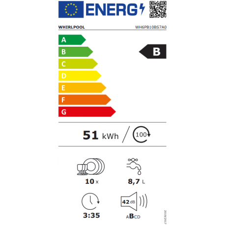 WHIRLPOOL WH6PB10BS7A0 Εντοιχιζόμενο Πλυντήριο Πιάτων 10 Σερβίτσια 44.8cm WHIRLPOOL WH6PB10BS7A0 Εντοιχιζόμενο Πλυντήριο Πιάτων 10 Σερβίτσια 44.8cm